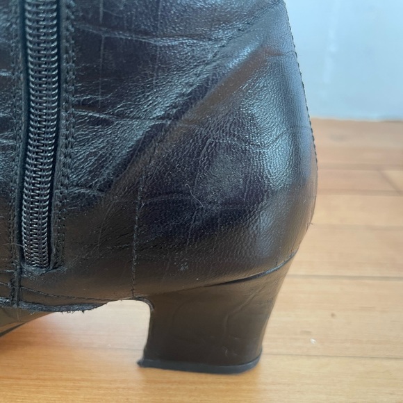 Miista Zelie Black Croc Leather Lace-up Boots 41 - Picture 11 of 14